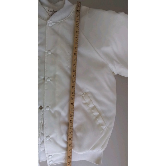 VTG Clarkfield Outdoors  Snap-button Varsity or Bomber Men's jacket XLT White - Picture 7 of 12